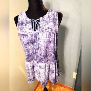 Blue eyelet ruffled blouse